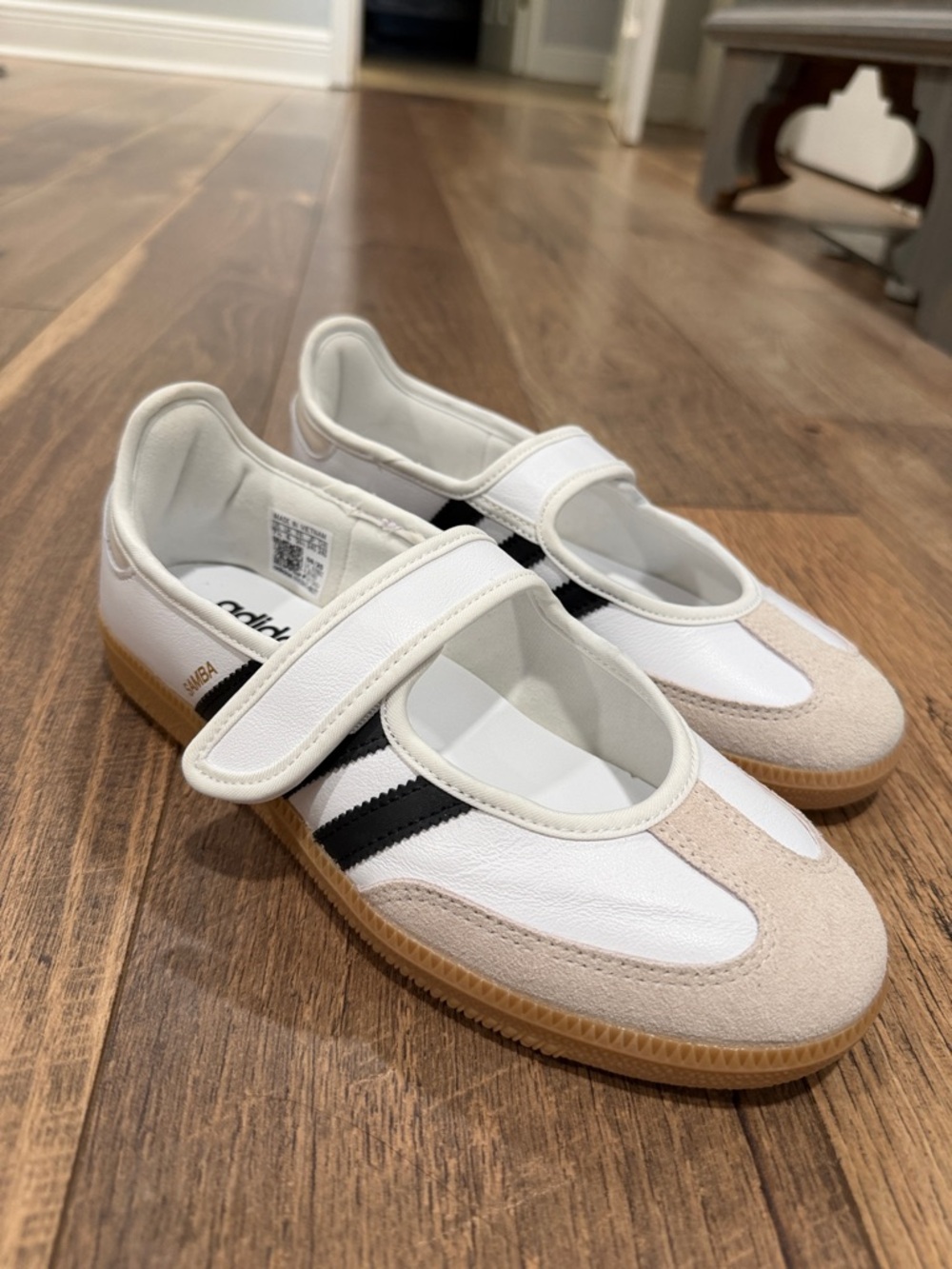 adidas White, Black & Beige Mary Jane Samba Shoes